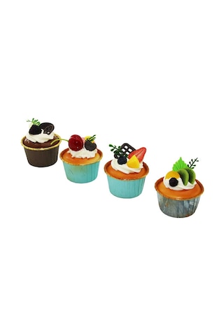 Şirin Süs Metal Pano Süsü Tatlı Obje Buzdolabı Magneti - Mini Muffin Tasarımlı - Karışık Model