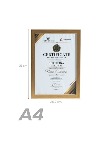 Porsima 4410 Altın PVC Modern Dekoratif Cam Fotoğraf Çerçevesi Masa Duvar Fotoğraf Çerçevesi 21x29,7cm