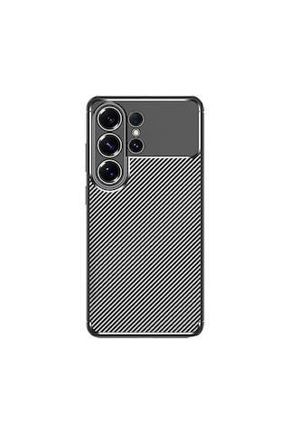 Samsung Uyumlu Galaxy S26 Ultra Kılıf Kamera Korumalı Darbe Emici Karbon Tasarım Silikon Kapak Siyah