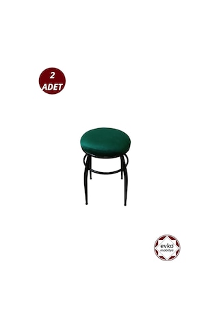 Evko Mobilya Tabure, Bar Taburesi, 2'li Tabure,siyah Ayaklı-yeşil
