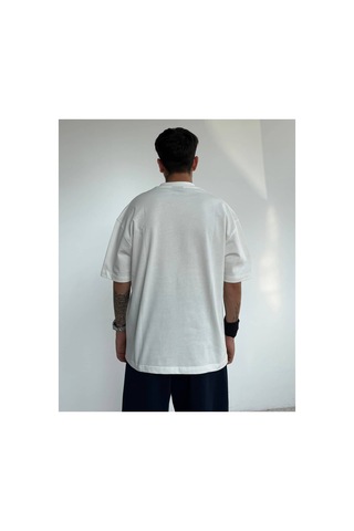 Zaee Star Nakışlı Oversize Tişört Beyaz
