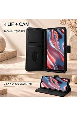 Tr Constraın Reeder P13 Blue Max Lite İle Uyumlu Cüzdanlı Kartlıklı Standlı Kapaklı Suni Deri Telefon Kılıfı V