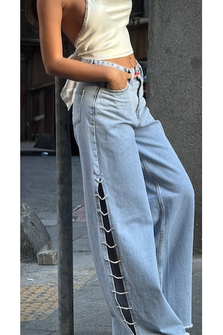 Free Blue Tasarım Baggy Jean Pantolon Açık Mavi