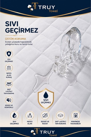 Kapitoneli Pamuklu Sıvı Geçirmez Fitted Yatak Alezi Lastikli Yatak Koruyucu Terletmez Nefes Alan Beyaz