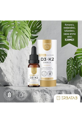 Erbatab D3 K2 İkisi Bir Arada Damla Vitamin 20 ML