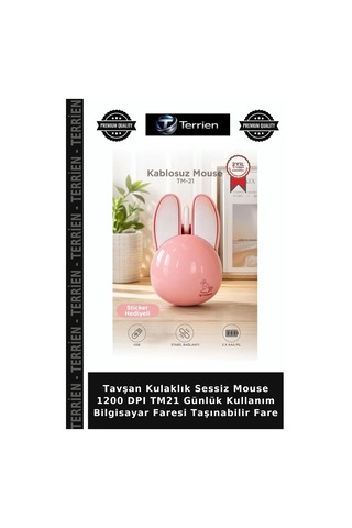 Tavşan Kulaklık Sessiz Mouse 1200 Dpı Tm21 Günlük Kullanım Bilgisayar Faresi Taşınabilir Fare Diğer