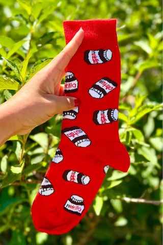 Lousocks Unisex Kırmızı Nutella Tasarım Soket Çorap