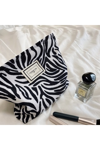 Geeksen Kadınlar İçin Vintage Leopar Desenli Fleece Makyaj Çantası - Hafif, Taşınabilir Seyahat & Dış Etkinlik Depolama Çantası Pembe Gül Koyu Gri