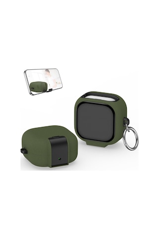 Samsung Galaxy Buds 4 Pro / Buds 4 İle Uyumlu Kılıf Standlı Kilitli Tpu Premium Matte Trip Case Koyu Yeşil