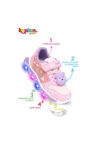 Kaptan Junior Kız Çocuk Işıklı Spor Sneaker Yürüyüş Ayakkabı Ptjck 700 Pembe
