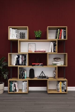 Lüks Dönebilen Ayarlanabilir Raflı Ev Ofis Kitaplık %100 Mdf Dekoratif Kütüphane Kitaplık Dk02 Karına