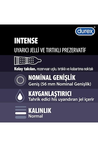 Durex Intense Prezervatif 10'lu + Humanlife 5 Gr X 10 Çilek Aromalı Jel Lubricant