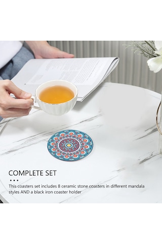 İçecekler İçin Bardak Altlıkları, Ahşap Masa İçin 8 Adet Emici Taş Bardak Altlıkları Çok Renkli