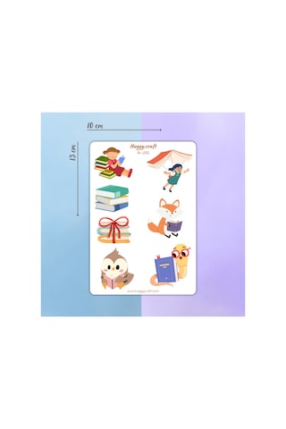 Kitap Okuma Temalı 4'lü Sticker Set Bullet Journal Name, Ketebe, Reading Time, Nesren, Books Standart