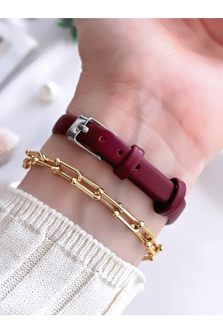 Coliseum Deri Kordon Vintage Seri Kadın Kol Saati+bileklik Hediyeli Cl8368.bm4 Sarı