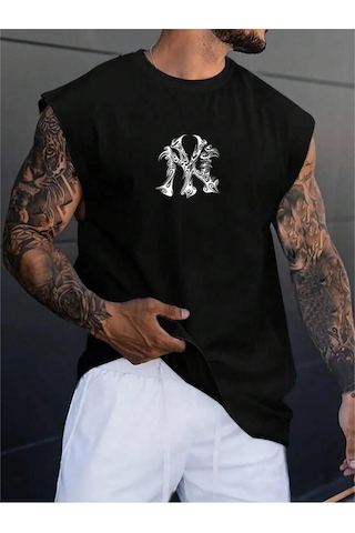 Altamira Erkek Ny Baskılı Oversize Kolsuz T-shirt 001