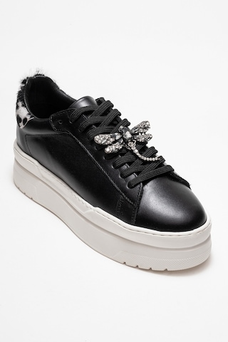 Luvishoes Luvi Shoes Laren Siyah Cilt Hakiki Deri Tokalı Kadın Günlük Spor Ayakkabı Siyah