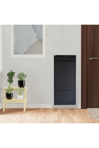 3 + 1 Kapaklı Antrasit Metal Ayakkabılık Siyah