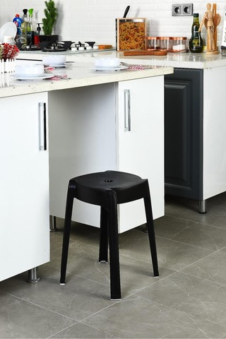 Plastik Kaymaz Tabure Siyah