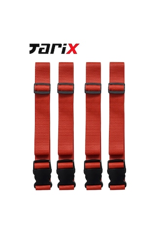 Tarix 4 Adet Kırmızı Valiz Kemeri + 2 Adet Beyaz Valiz Etiketi Kırmızı