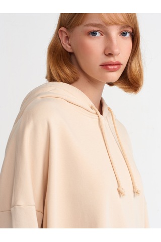 Dilvin Kapüşonlu Sweatshirt 101a40142 Açık Bej