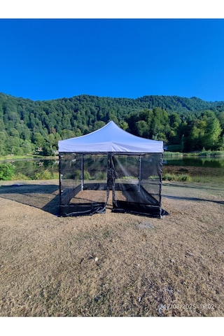 3x3 M 35 Mm Altıgen Sineklikli Gazebo Tente Beyaz