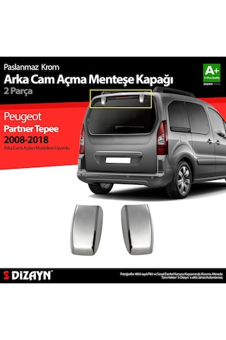 Peugeot Partner Tepee Krom Arka Cam Açma Menteşe Kapağı 2 Prç 200