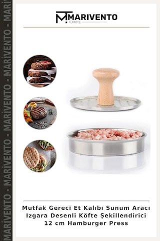 Mutfak Gereci Et Kalıbı Sunum Aracı Izgara Desenli Köfte Şekillendirici 12 Cm Hamburger Press Belirtilmemiş