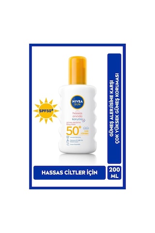 Sun Spf50 Anında Güneş Koruyucu Vücut Spreyi 200ml, Güneş sine Etkili, Hassas Cilt, Uva Uvb