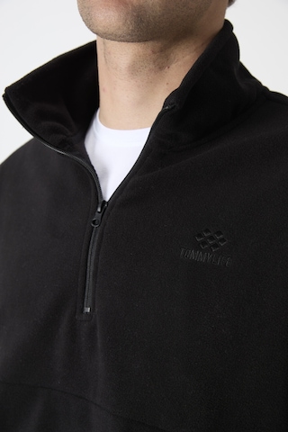 Tommy Life Siyah Yarım Fermuarlı Sweatshirt Slim Fit Dik Yaka Erkek Polar - 87891 Siyah