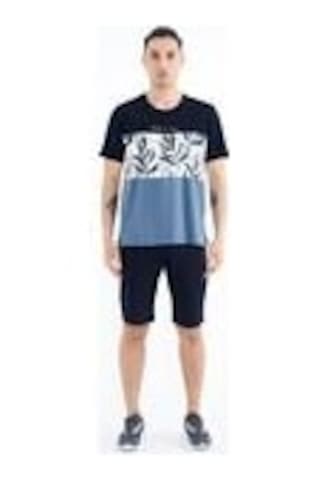 Tommy Lıfe Saks Renk Geçişli Baskı Detaylı O Yaka Standart Kalıp Erkek T-shirt - 88177 T11er-88177 001