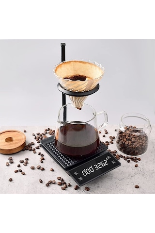 Novahub Dijital Lcd Mutfak Ölçeği, 0.3-3000g, Timer Fonksiyonlu Siyah