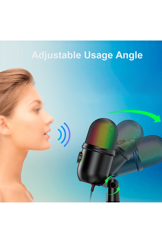 Skycıty Usb Kapasitif Mikrofon, Kalp Şeklinde Yönlendirme, Rgb Işık Efekti