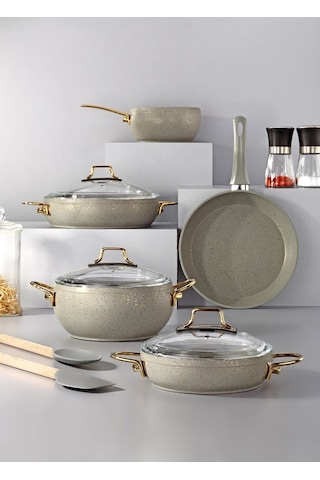 Bonera Marbella 8 Parça Nardo Gri Güveç Model Tencere Seti Gri