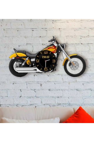 Kişiye Özel Motosiklet Tasarımlı Ahşap Duvar Saati-5
