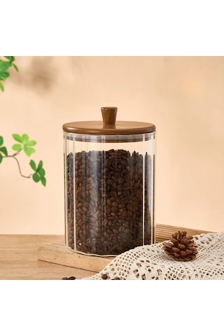 Akasya Cam Kavanoz 1670 Ml-akasya Kapaklı Büyük Boy Kavanoz-mien Baharat, Bakliyat, Kahve Kavanozu Kahverengi - Şeffaf