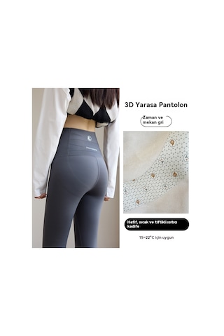 Kadınlar İçin Sonbahar Ve Kış Kalınlaştırılmış Polar Taytlar - Hafif Ve Sıcak Stil Gri