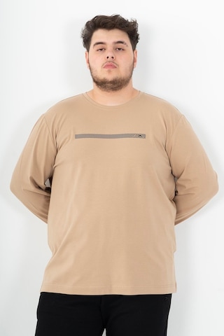 Maraton Sportswear Büyük Beden Erkek Bisiklet Yaka Takma Kol Basic Açık Vizon Sweatshirt 22420-açık Vizon Açık Vizon
