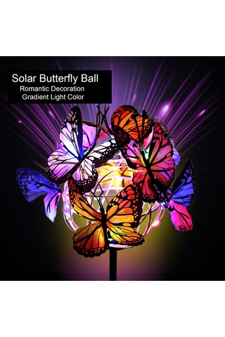 Yifomall Güneş Enerjili Bahçe Aydınlatması: 6 Kelebek 3 Yabanotu, Led Fener, Su Geçirmez, 8-11 Saat Işık Süresi, Bahçe Ve Çimenlik Dekorasyonu