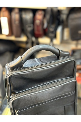 Trg Polo Siyah Deri Sert Saplı El Çantası Siyah