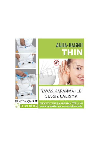 Aqua Bagno Thin Yavaş Kapanan Klozet Kapağı - Duroplast