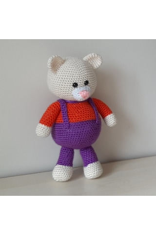Amigurumi Örgü Oyuncak Renkli Ayı Mor