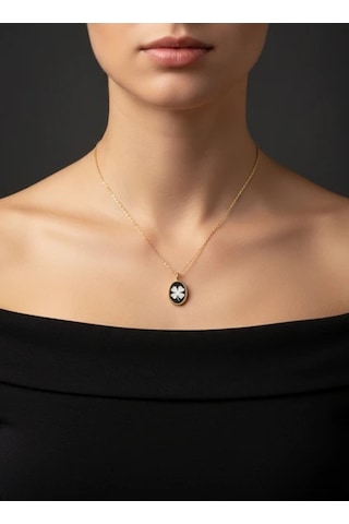 G&a Jewels - Şansın Nefesi - 925 Ayar Oksitli Yaldız Altın Kaplama Gümüş Kolye Altın - Gümüş 40+5 Cm
