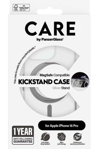 Care By Panzerglass Apple Uyumlu iPhone 16 Pro Feature Kickstand & Magsafe - Gümüş Kılıf Gümüş