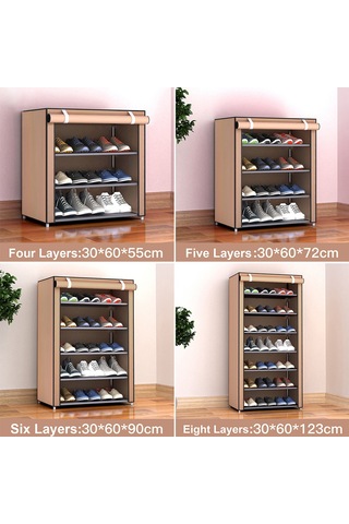 Gajeena Çok Katlı Örgü Tabanlı Ayırıcı Ayakkabı Rafı: Ev/okul İçin Toz Koruyucu, Plastik-örgü Malzeme, 3-8 Katlı Montajlı Ayakkabı Saklama Rafı Gri