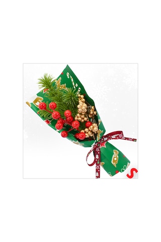 Pvc Kutulu Kokinalı 26cm X 8,5cm Yılbaşı Buketi - Yeşil