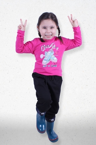 Fyk Kids Kız Çocuk Alt-üst Uzun Kollu Takım Pembe2 Pembe