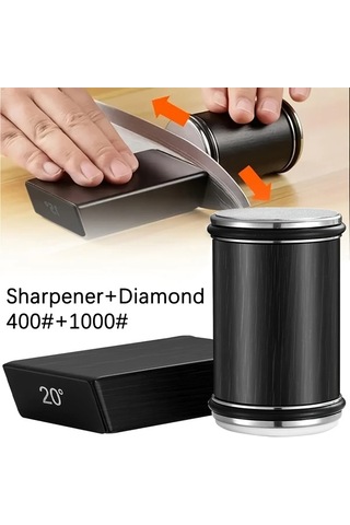 Techbloom Siyah 400 1000 Bıçak Bileyici Manyetik Bıçak Askısı 15 Ve 20 Derece Açılı Elmas Bileme Taşı Seti Mutfak Aksesuarı
