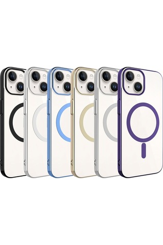 Zeyline Apple Uyumlu iPhone 15 Plus Zore Wireless Şarj Özellikli Pixel Magsafe Kapak-siyah