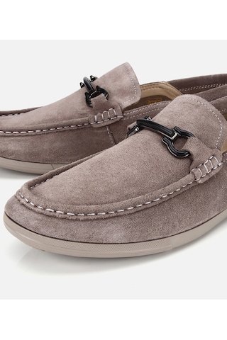 Hotiç Erkek Süet Deri Gri Toka Detaylı Comfort Loafer